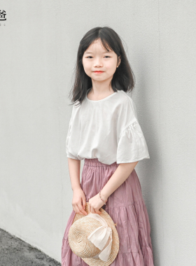 蔡爸爸原创童装女大童粉色半身裙新款文艺夏装绿点A字裙676+1308