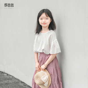 绿点A字裙676 文艺夏装 1308 女大童粉色半身裙新款 蔡爸爸原创童装