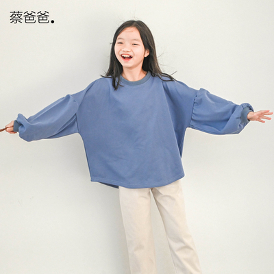 春秋女砖红色圆领宽松卫衣