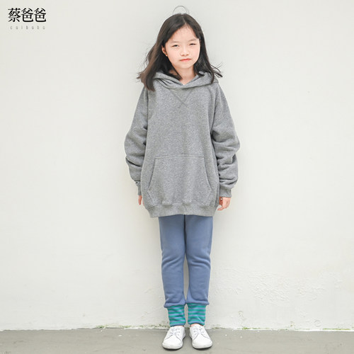 冬男女加绒加厚灰色套头男女卫衣