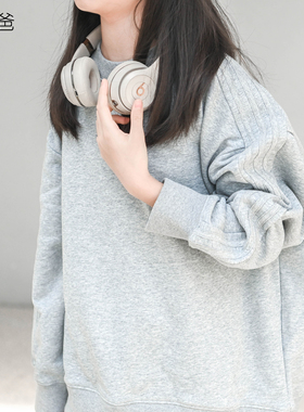 蔡爸爸童装浅灰色圆领套头大卫衣女童假两件套装秋冬装运动服1316