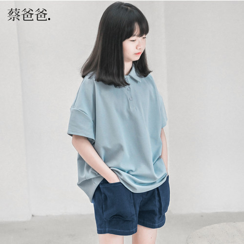 夏装女童翻领短袖t恤衫POLO上衣