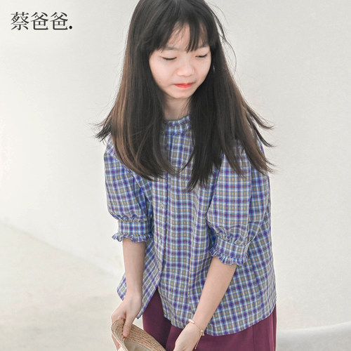 玫红阔腿裤子夏装女童裙裤天丝麻
