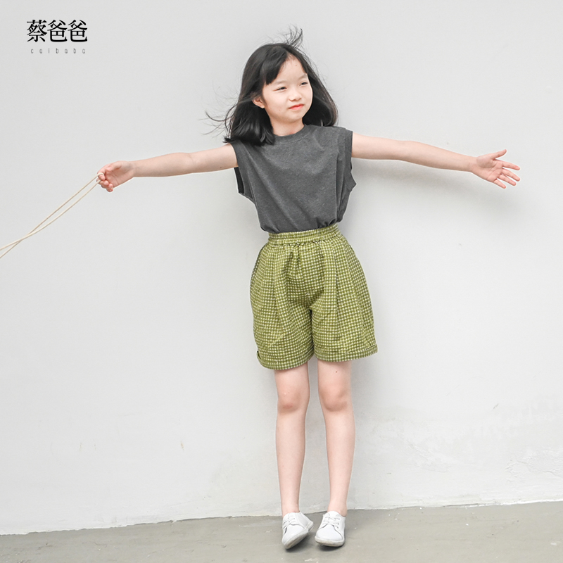 蔡爸爸休闲夏装灰色纯棉t恤背心