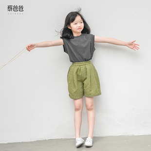 男儿童t恤背心女孩灰色纯棉上衣服932 休闲夏装 257 时尚 蔡爸爸童装