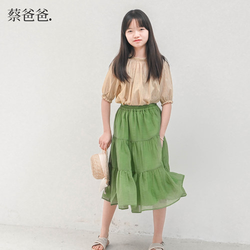 夏女大童小清新条纹五分袖上衣秋