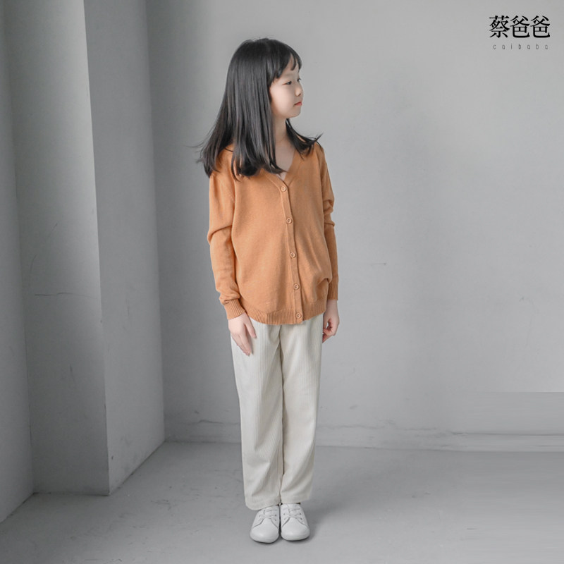 蔡爸爸童装文艺春秋装女中童针织开衫百搭洋气毛衣5-12岁衣服 525