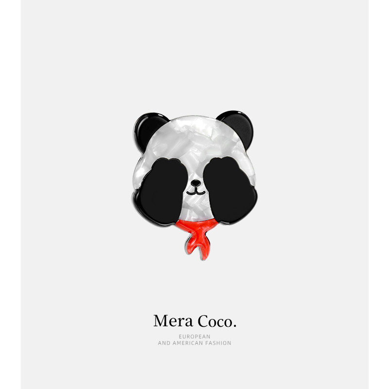 MeraCoco可爱醋酸熊猫领口防走光神器磁吸胸针扣固定衣服别针配饰