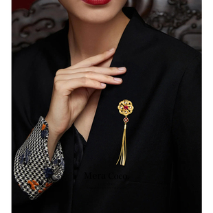 MeraCoco巳巳如意金蛇胸针女精致旗袍流苏压襟挂饰胸花别针配饰品