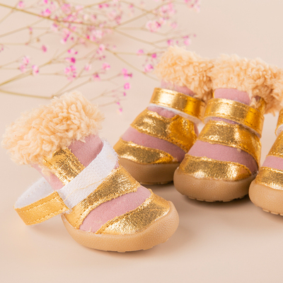 小狗狗不掉比熊冬季加绒脚套鞋子