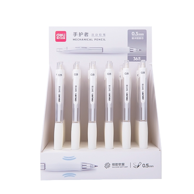 得力2B自动5支软胶握垫护手铅笔