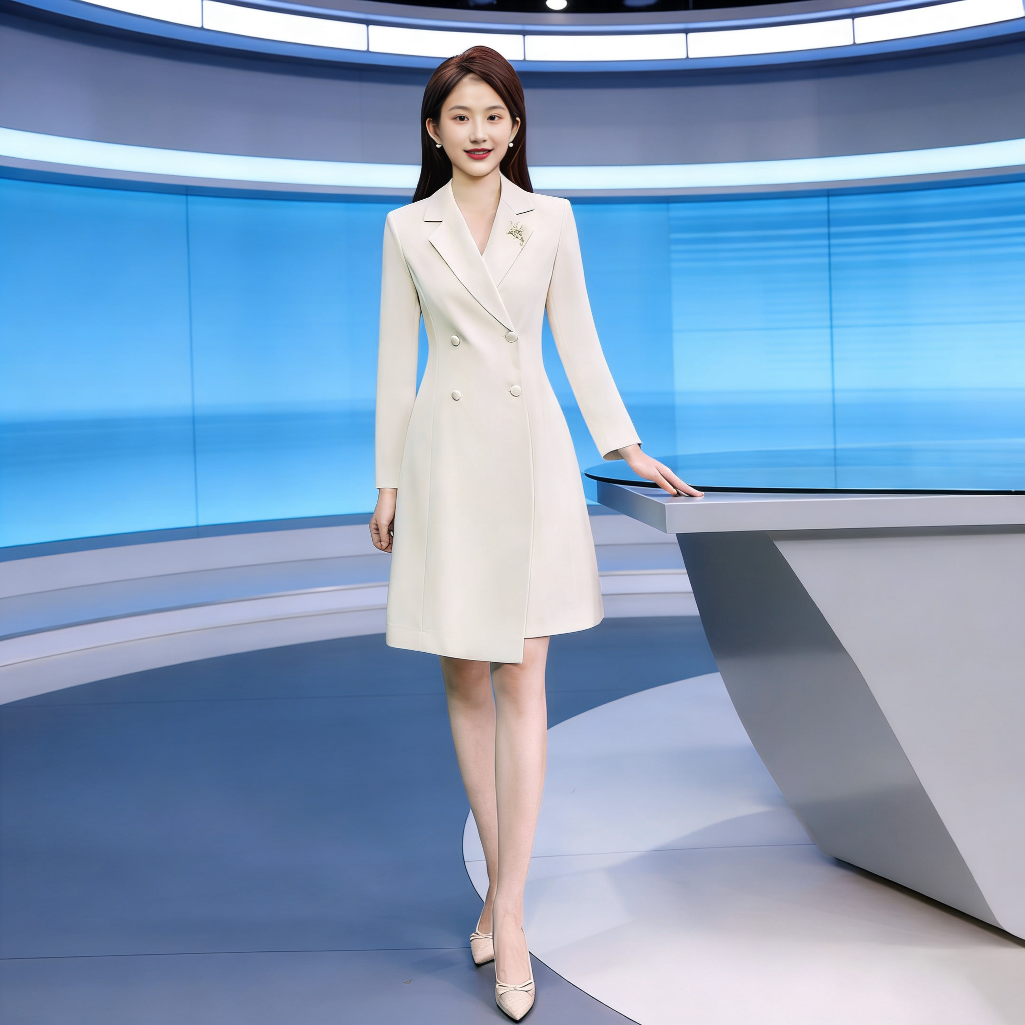 播音主持比赛演讲职业西装连衣裙
