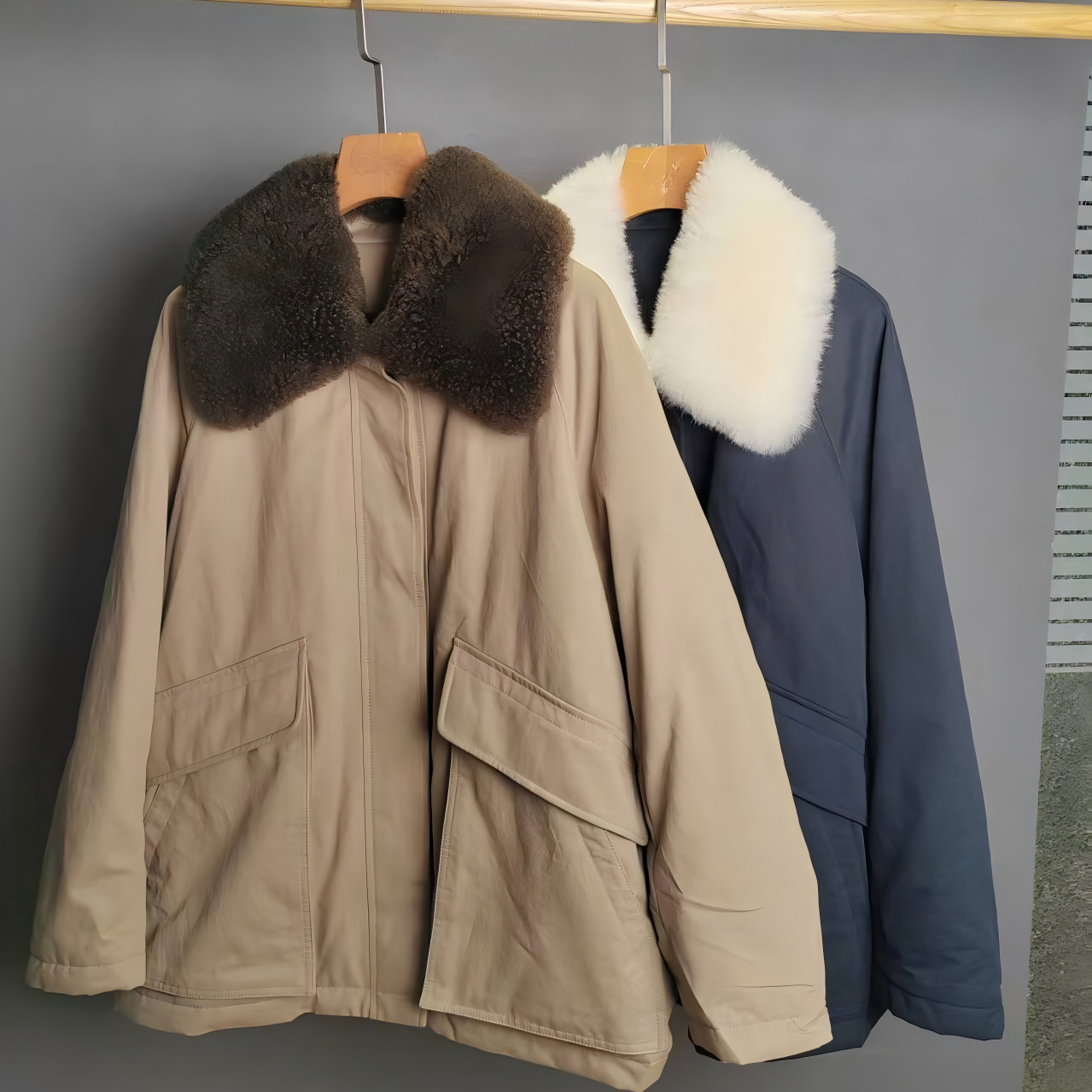 【粉红生日会】SDX轻奢女装高级羊绒领巴恩风鹅绒服56108