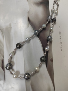 天然海水大溪地真多麻巴洛克珍珠项链纯银满天星项链