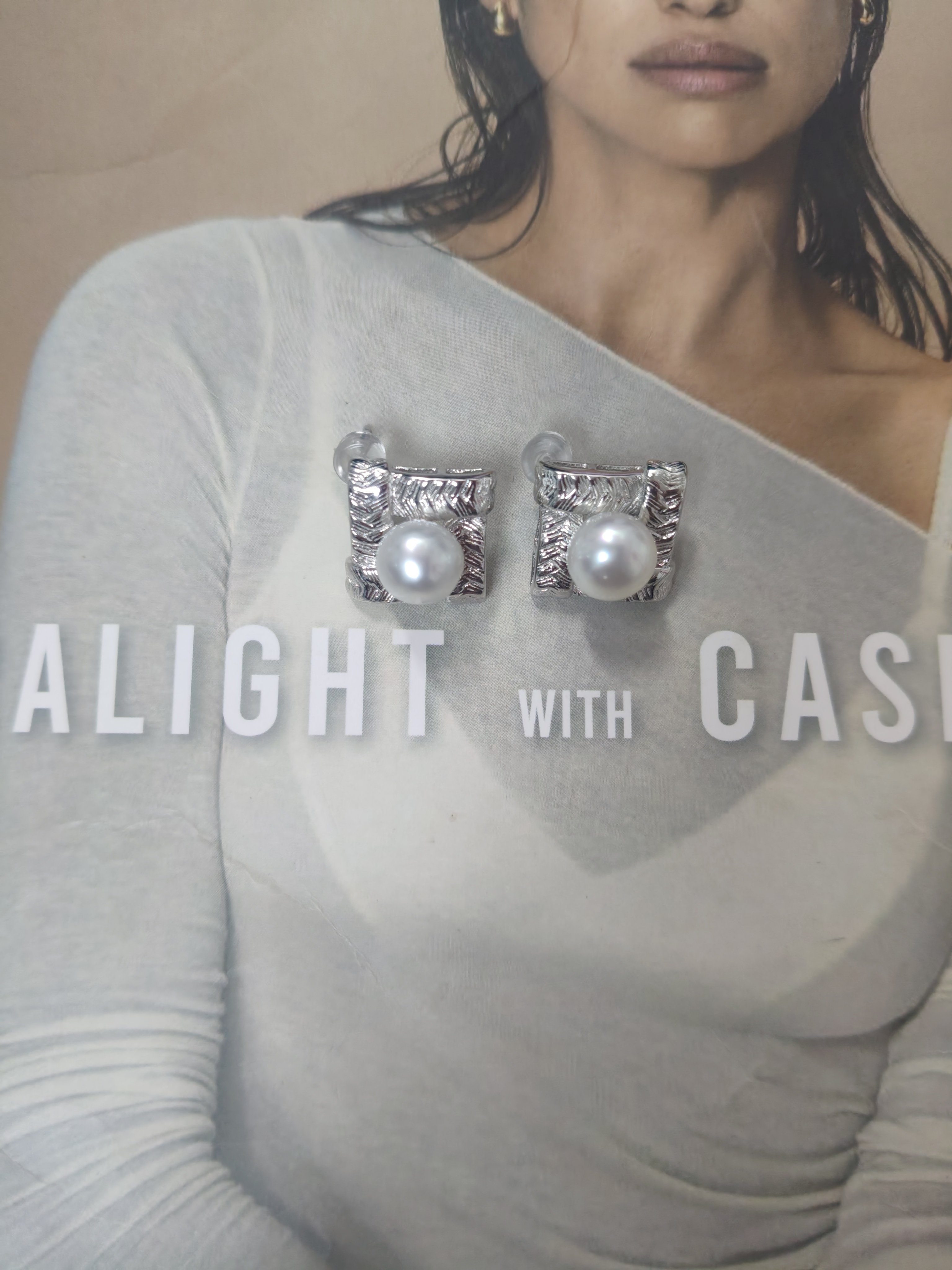 天然海水澳白巴洛克珍珠耳钉纯银耳钉