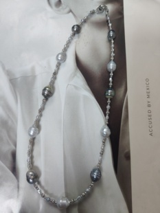 天然海水澳白大溪地巴洛克珍珠项链澳白凯西满天星纯银项链