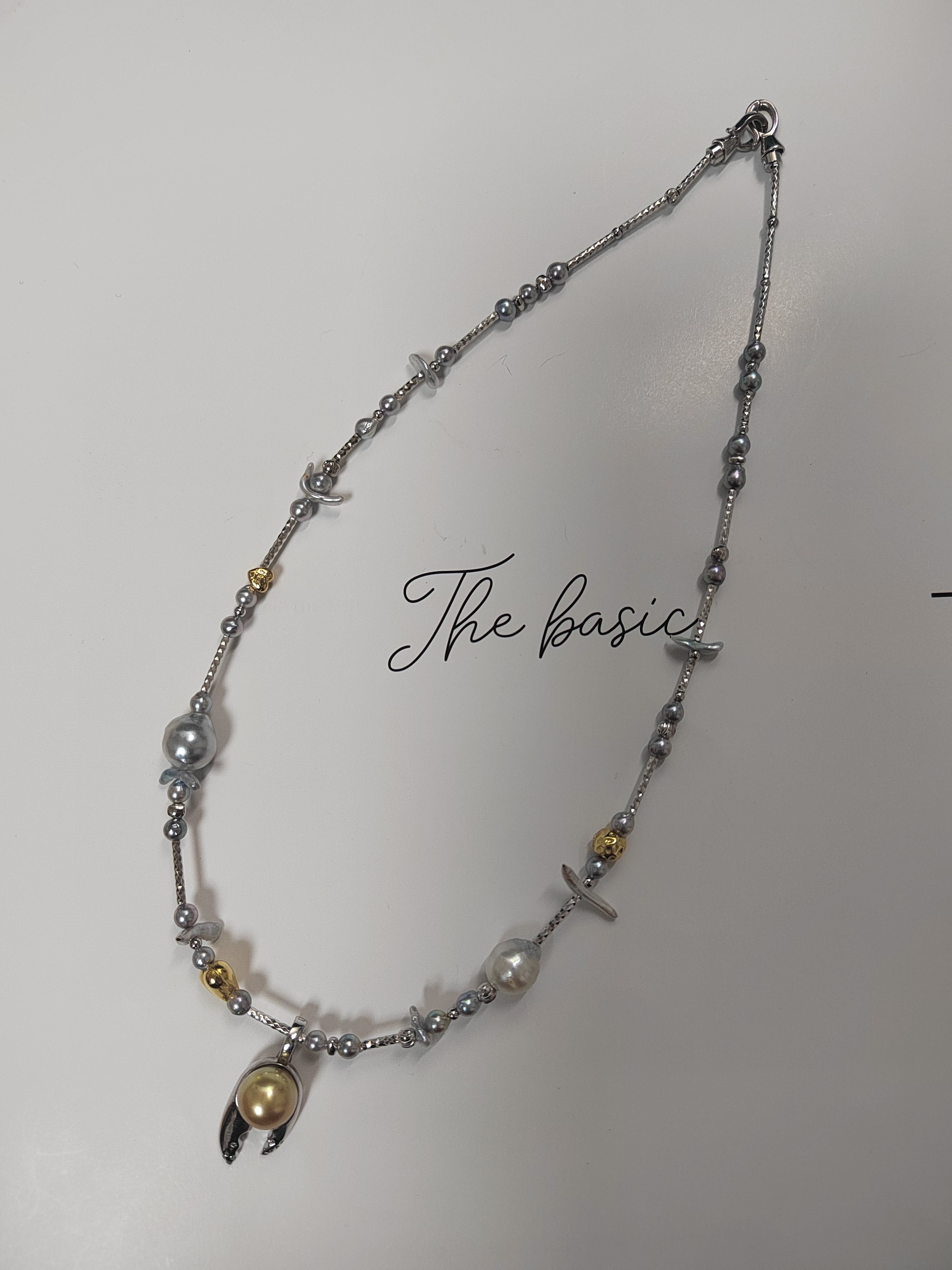 天然海水金珠真多麻巴洛克澳白蓝血凯西珍珠项链纯银