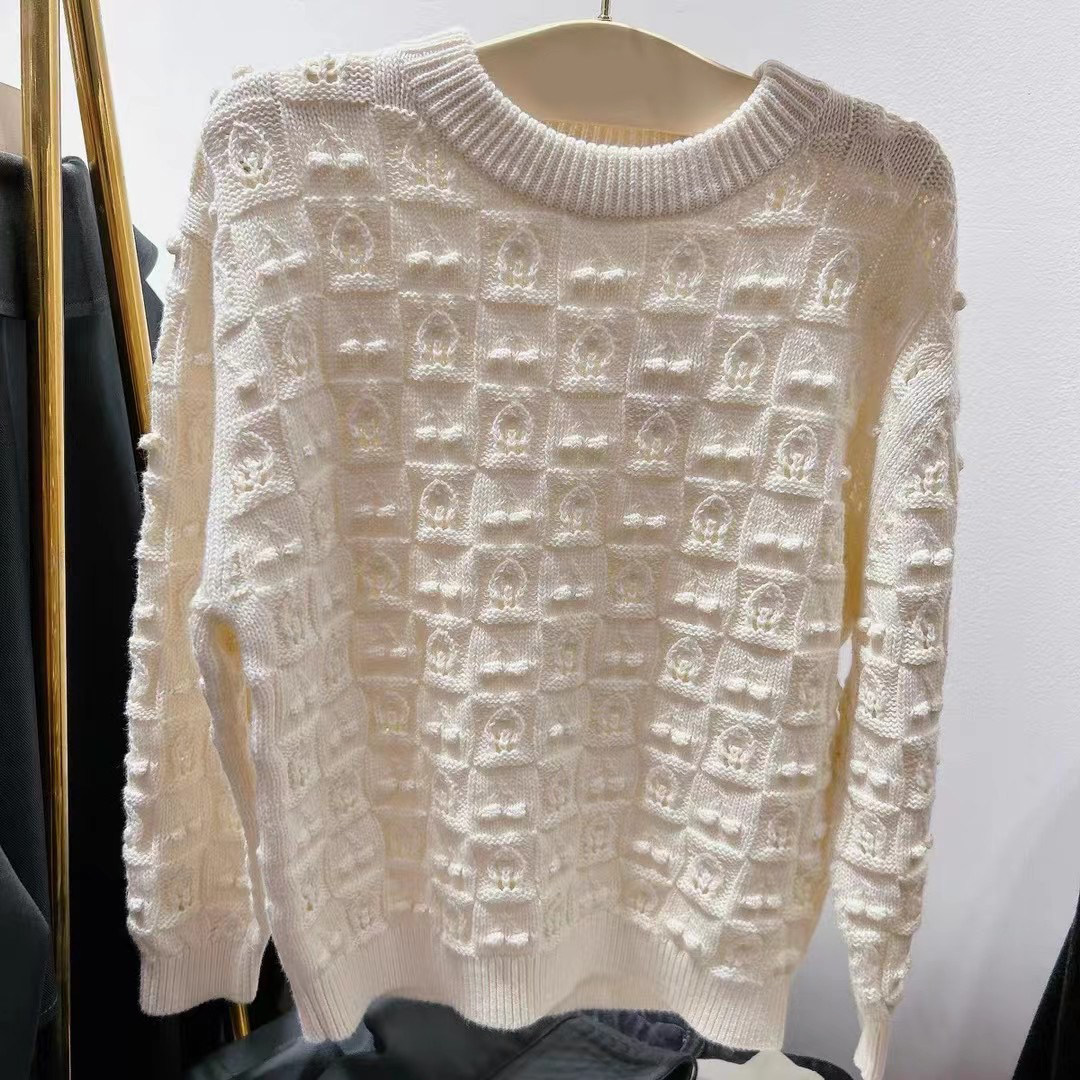 女童镂空樱桃提花针织毛衣