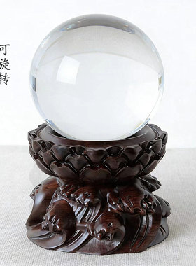 实木根雕莲花水晶球文玩葫芦核桃