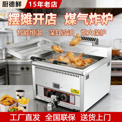 商用燃气油炸炉控温炸鸡排夜市摆摊油炸锅炸串炸薯条炸油条油炸机