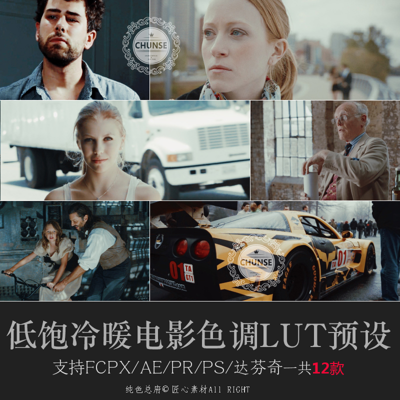 复古低饱胶片电影色调人像街拍PS/AE/Pr/FCPX/达芬奇调色lut预设
