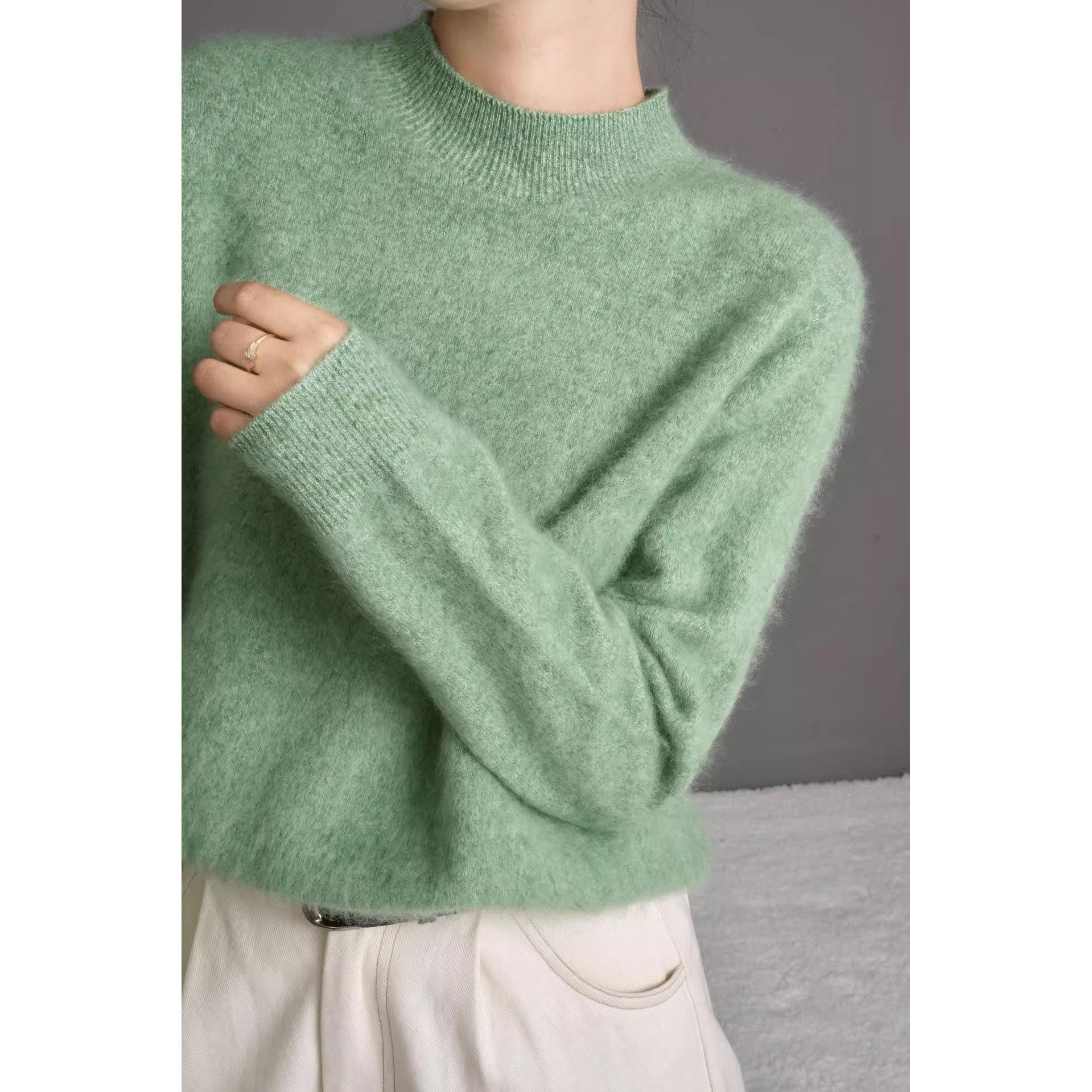 嘉兴市濮院毛衫厂半高领套头针织女式毛衣宽松慵懒女羊绒拉绒毛衣,女装/女士精品,羊绒衫,淘宝优惠券,粉丝福利购,淘宝优惠卷