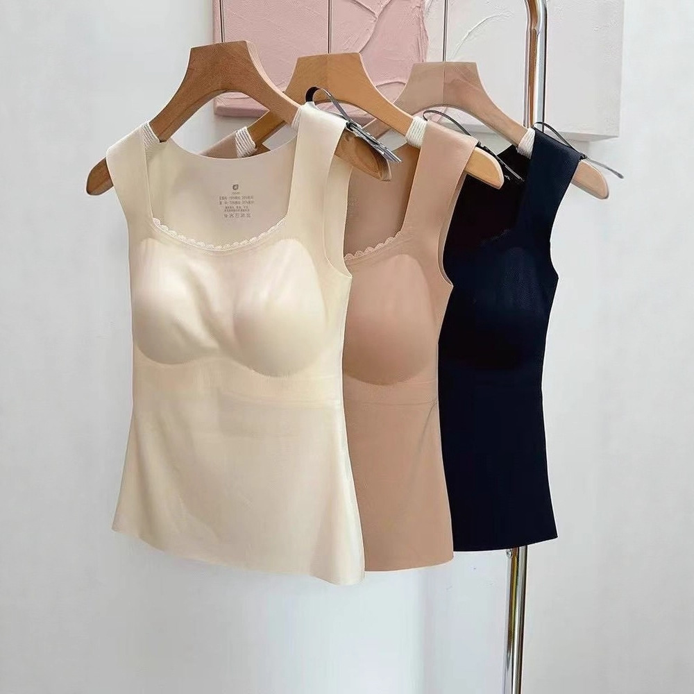 今年爆火叠穿刚需~25年无痕一字领带胸垫保暖背心免穿文胸G091903