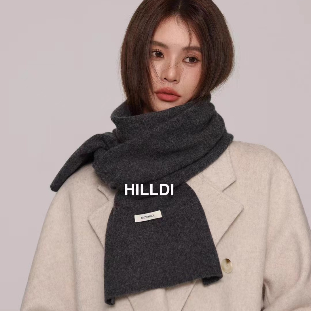 软糯澳洲100%绵羊毛围巾小纯色针织女加厚保暖纯色米色围脖男女