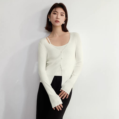 韩系内搭低领吊带背心+修身V领针织开衫两件套26新款女装春季上衣