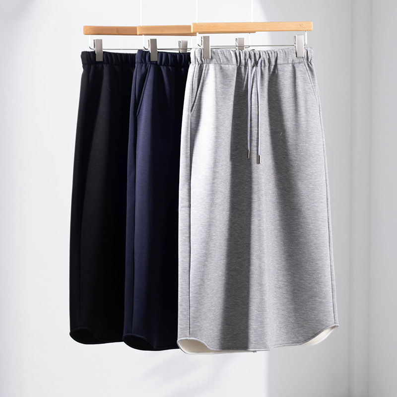 韩版简约休闲抽绳半身裙女2025秋冬新款百搭洋气中长运动直筒裙