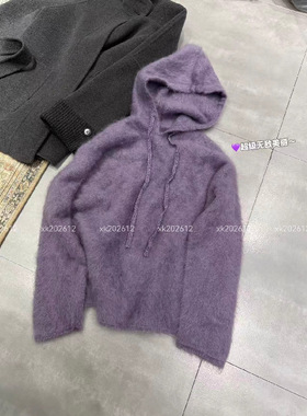山羊绒拉绒羊毛拉毛拉绒连帽卫衣式毛衣135斤内孤品
