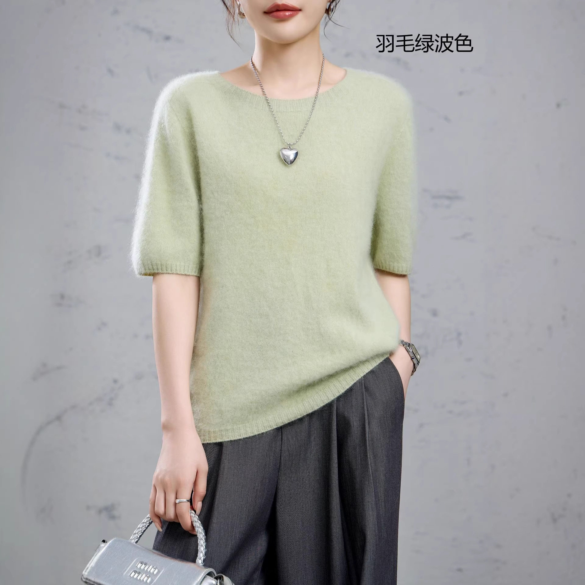 2026爆款拉毛圆领套头五分袖上衣 松弛感宽松遮肉显瘦羊毛针织衫,女装/女士精品,毛针织衫,淘宝优惠券,粉丝福利购,淘宝优惠卷