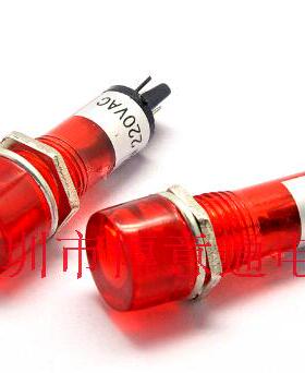 XD10-3 LED发光管电源信号指示灯红色信号灯 安装孔径10MM 220VAC