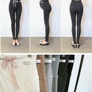 Bà bầu quần legging xuân hè chủ đề mới viền quần nâng bụng phiên bản Hàn Quốc chất liệu cotton cao đến eo quần dài mùa xuân - Phụ nữ mang thai quần / quần bụng