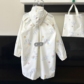 日本出口卡通儿童雨衣外贸出口小学生幼儿园上学带书包位长款 雨披