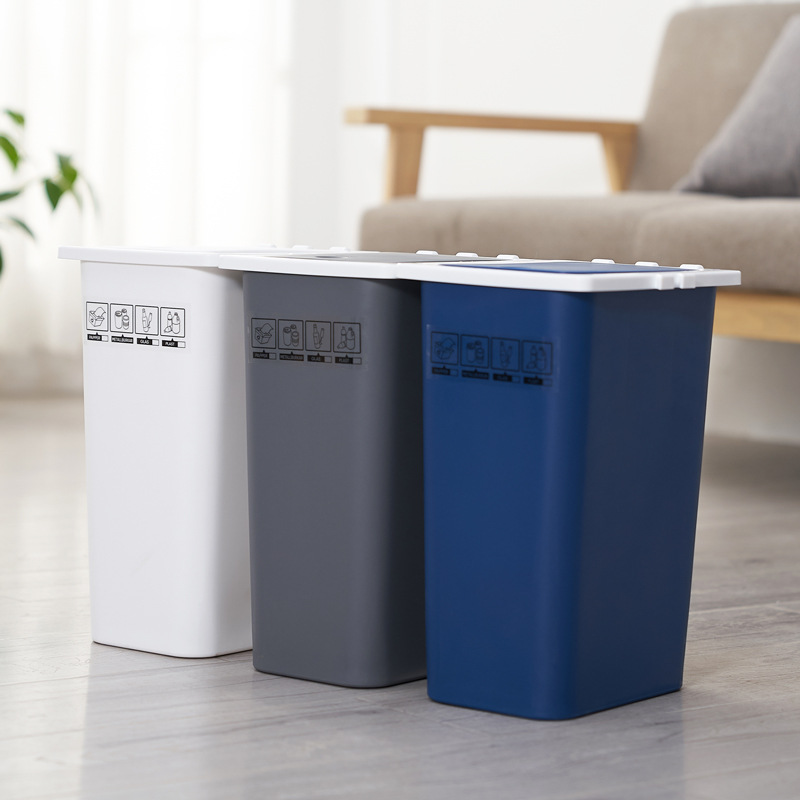 家用带盖分类垃圾桶大号按压厨房可连接干湿分离垃圾筒卫生间纸篓