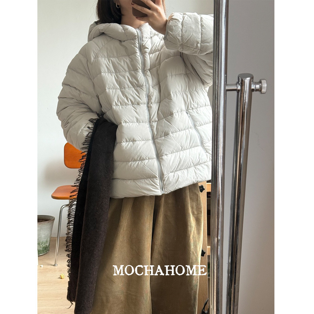 MochaHome 2024冬季新款连帽保暖排骨短款面包服羽绒服
