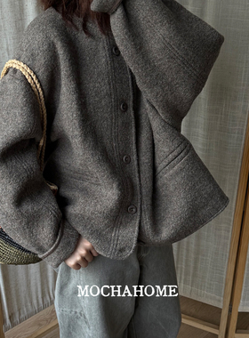 MochaHome 2025毛呢外套长袖休闲羊毛短外套