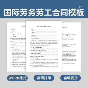 国际出国劳务合同书模板境外工程劳动用工雇佣聘用协议范本电子版