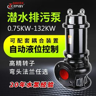WQ无堵塞污水排污泵提升泵潜水污水泵1.5kw房地产潜污泵380v厂家
