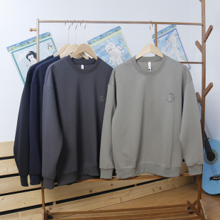 ODM订单!定织定染棉混纺+精致刺绣!秋季亲肤时尚休闲套头卫衣男