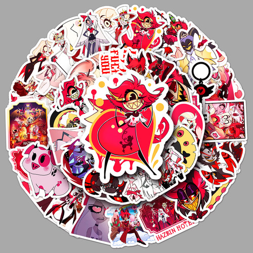 50张地狱客栈搞笑动画周边贴纸Alastor人物彩绘文具笔记本DIY贴纸