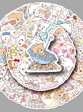 56张少女心插画mikko贴画Cammy可爱防水创意涂鸦手账咕卡水杯贴纸