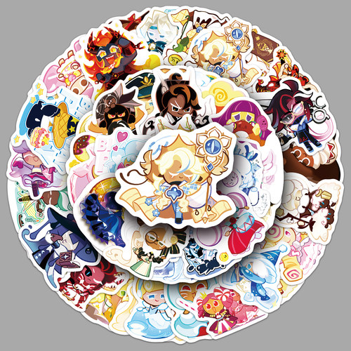 50张饼干人王国卡通贴纸Cookie Run Kingdom防水装饰吉他手机贴纸