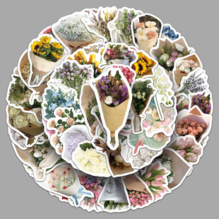 50张告白花束ins风贴纸咕卡礼物DIY防水装饰平板电脑水杯汽车贴纸