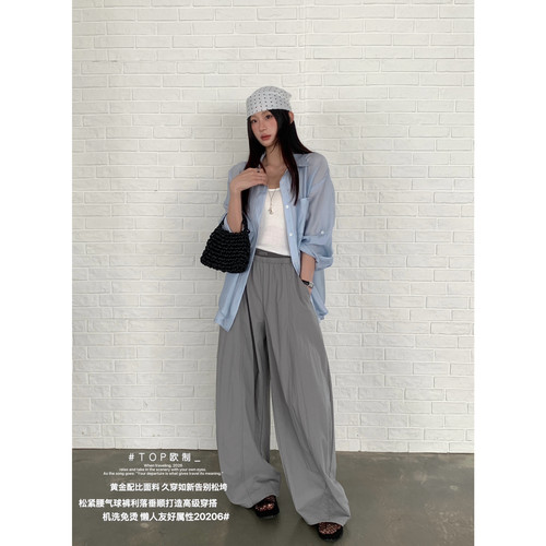 TOP 欧制-打造高级穿搭机洗免烫懒人友好休闲裤(配腰绳)20206灰色