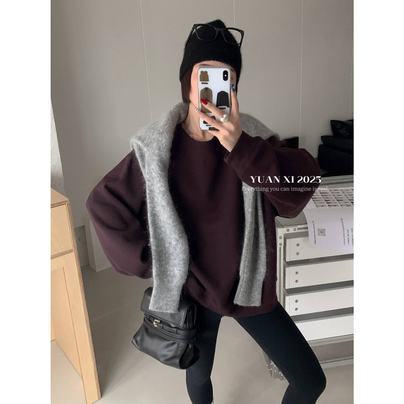 元熙-冬上新韩版圆领套头加绒宽松卫衣YS2-6286