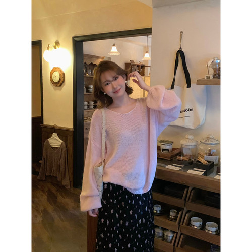 lower April（FA）-V领长袖毛衣女宽松显瘦小众减龄上衣毛衣95086