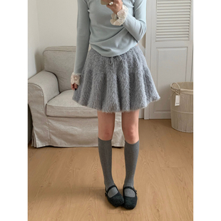 毛绒半身裙女冬季 April 高腰显瘦百搭A字裙半身裙160925 Flower