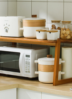 微波炉架子置物架台面烤箱双层多功能桌面厨房电饭锅具收纳架家用